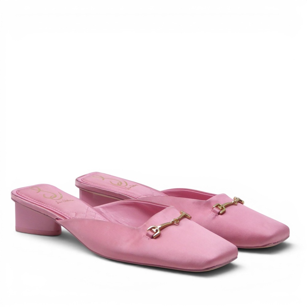 Sam Edelman Ollie Womens Mules Pink Satin Horsebit Block Heel 8 - Picture 2 of 10